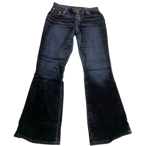 VTG Bongo Flare Jeans Y2K Flocked Velvet Gradient Womens Size 9 Stretch Mid-Rise - Picture 1 of 9